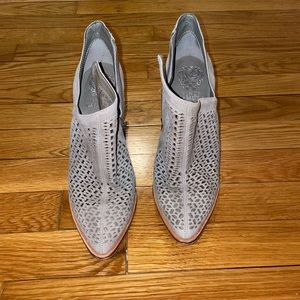 Gray Vince Camuto cut out booties